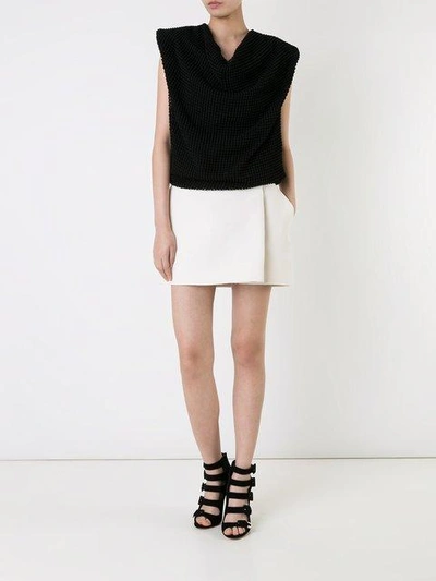 Shop Zaid Affas Wrap Mini Skirt In Neutrals