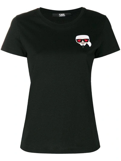 Shop Karl Lagerfeld Ikonik Emoji Karl T-shirt In Black