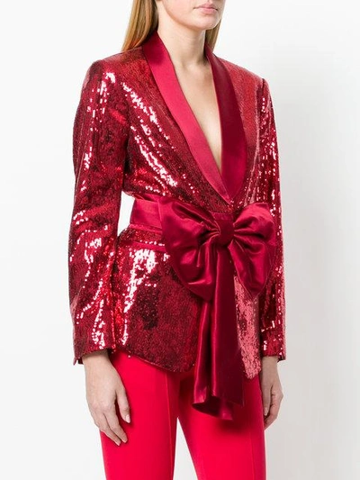 Shop Christian Pellizzari Sequined Smoking Jacket - Red