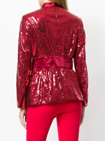 Shop Christian Pellizzari Sequined Smoking Jacket - Red