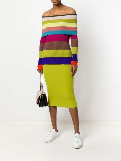 Shop Antonio Marras Off Shoulder Striped Top In Multicolour