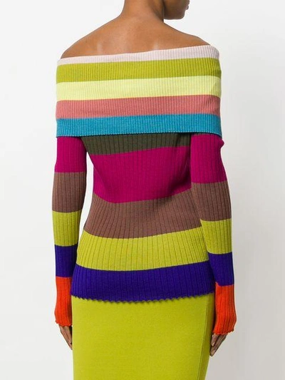 Shop Antonio Marras Off Shoulder Striped Top In Multicolour