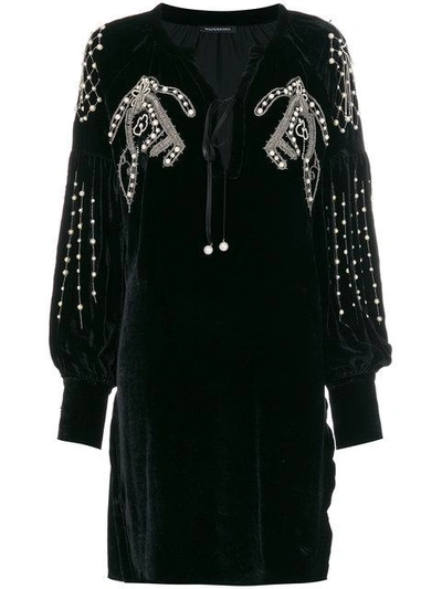 Shop Wandering Sequin And Faux Pearl Embroidered Dress - Black