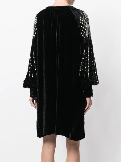 Shop Wandering Sequin And Faux Pearl Embroidered Dress - Black