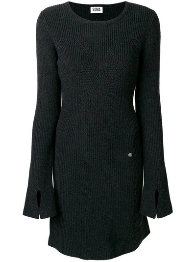 Shop Sonia By Sonia Rykiel Long Sleeved Knitted Dress - Grey