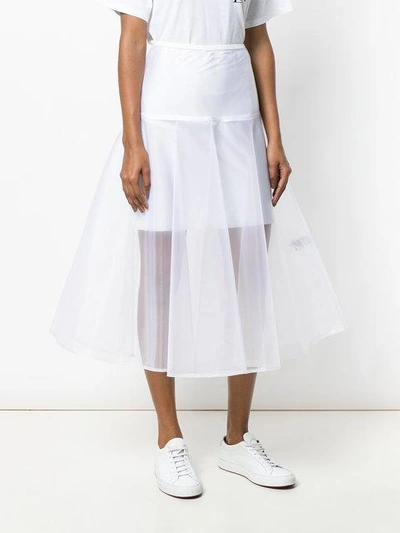 Shop Ermanno Ermanno Tulle Midi Skirt - White