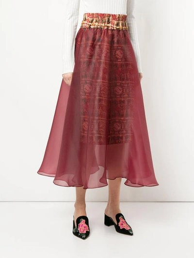 Shop Pose Arazzi Double Layered Midi Skirt In Red