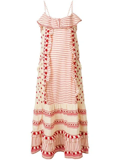 Dodo Bar Or Embroidered Cotton Dress In Red