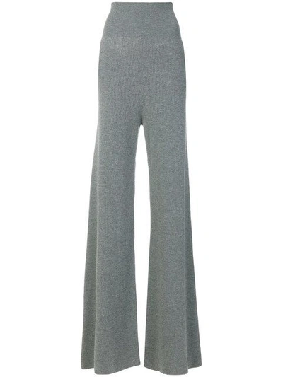 Shop Stella Mccartney Ribbed Wide-leg Trousers - Grey