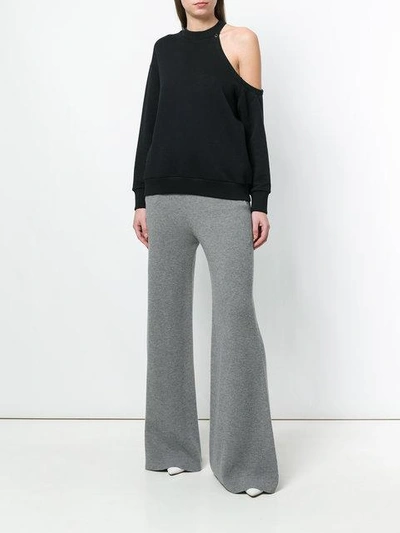 Shop Stella Mccartney Ribbed Wide-leg Trousers - Grey