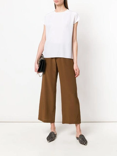Shop Aspesi Cropped Wide Trousers In Brown
