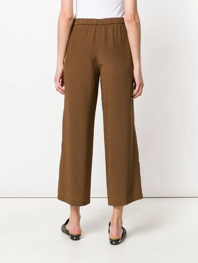 Shop Aspesi Cropped Wide Trousers In Brown