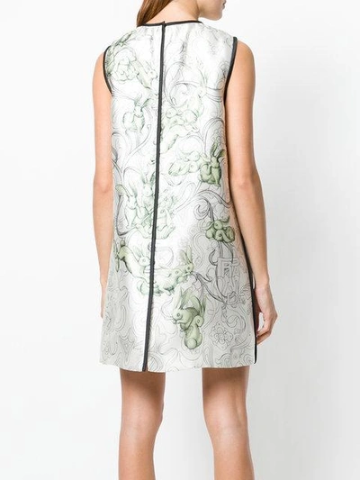 Shop Prada Floral-print Shift Dress - Neutrals