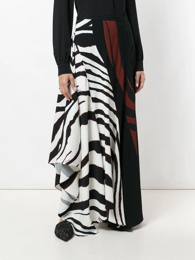 Shop Roberto Cavalli Contrast Flared Skirt In Black