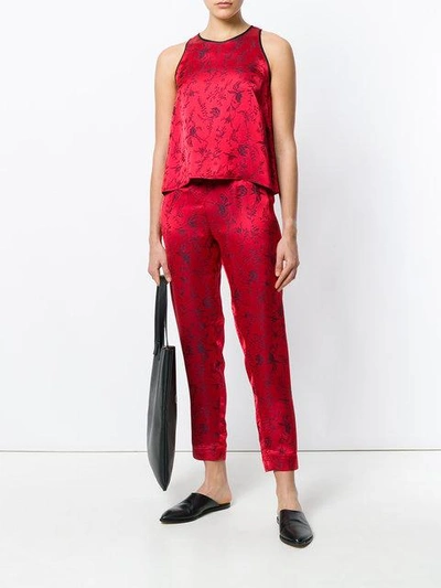 Shop Forte Forte Printed Tapered Trousers In Red
