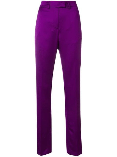 Shop Msgm Straight-leg Trousers - Pink & Purple