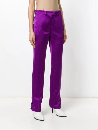 Shop Msgm Straight-leg Trousers - Pink & Purple