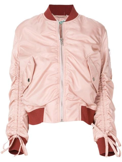 Shop Kenzo Ruched Detail Bomber Jacket In Pink