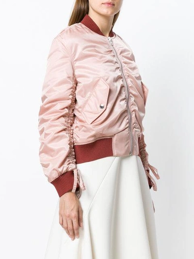 Shop Kenzo Ruched Detail Bomber Jacket In Pink