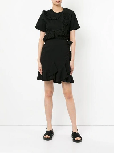 Shop Goen J Ruffle-trimmed Wrap Skirt In Black