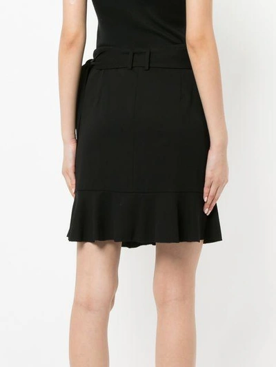 Shop Goen J Ruffle-trimmed Wrap Skirt In Black