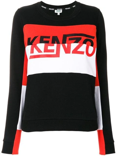 Shop Kenzo Logo Embroidered Sweatshirt - Black