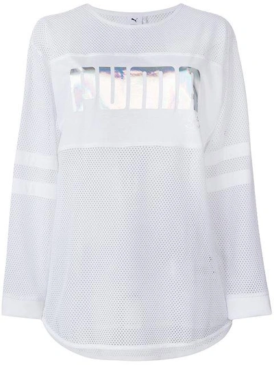 Shop Puma X Sophia Webster Mesh Holographic Logo Top In White