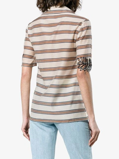 Shop Fendi Oversized Stripe Print Embroidered Shirt In Multicolour