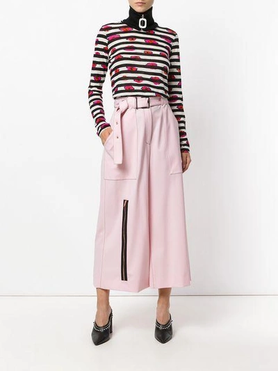 Shop Proenza Schouler Belted Wide Leg Culottes - Pink In Pink & Purple