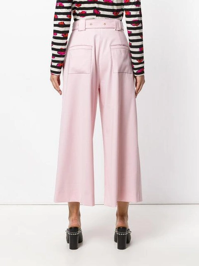 Shop Proenza Schouler Belted Wide Leg Culottes - Pink In Pink & Purple