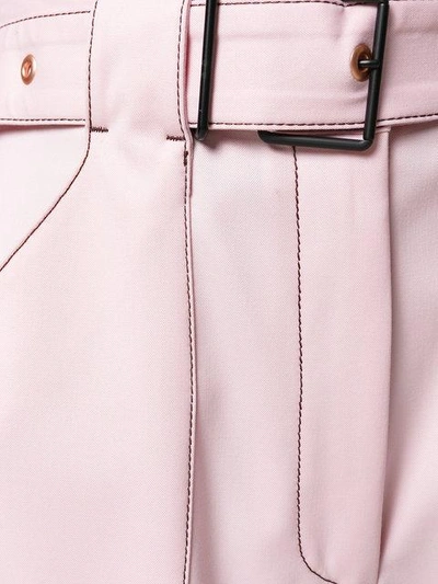 Shop Proenza Schouler Belted Wide Leg Culottes - Pink In Pink & Purple