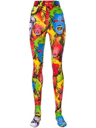 Shop Versace Marilyn Full Foot Leggings In Multicolour