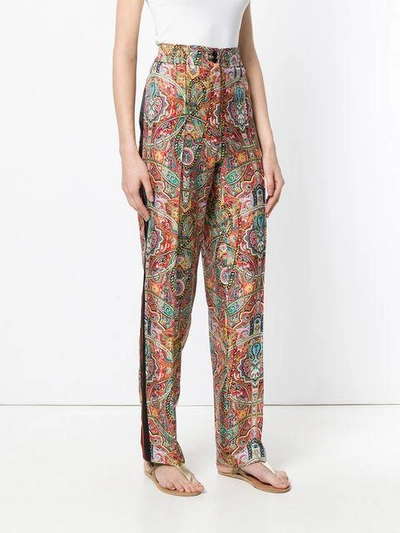 Shop Etro Printed High Waist Trousers - Multicolour