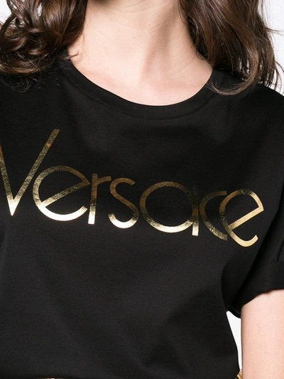 Shop Versace Black Logo Print Short Sleeve T Shirt