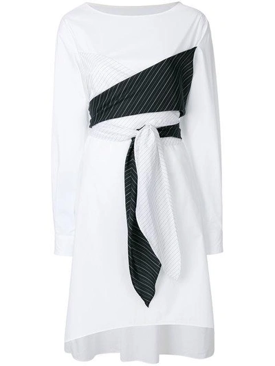 Shop Mm6 Maison Margiela Wrap And Tie Front Shirt Dress - White