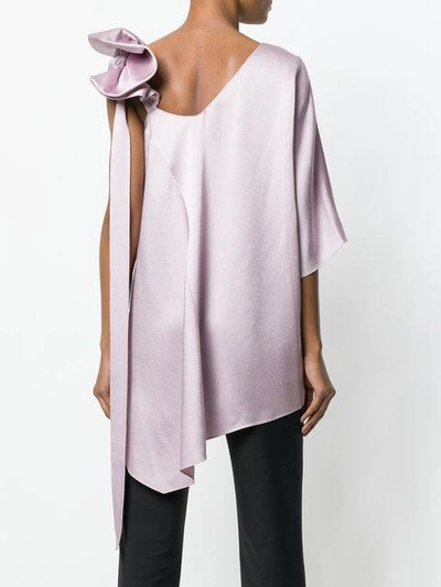 Shop Valentino One Shoulder Bow Blouse In Pink