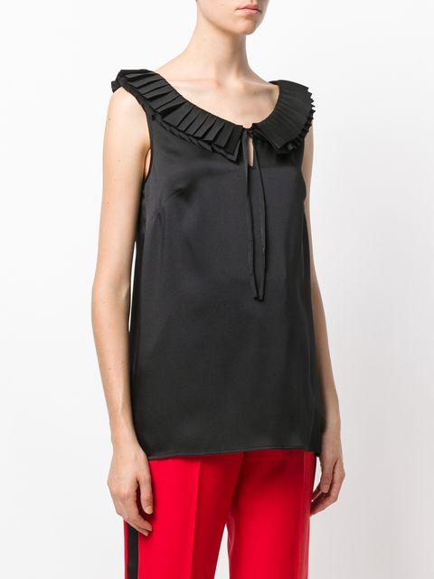 P.A.R.O.S.H. Pleated Collar Tank In Black | ModeSens