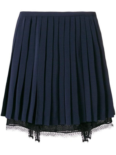 Shop Versace Pleated Skirt In Blue