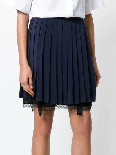 Shop Versace Pleated Skirt In Blue