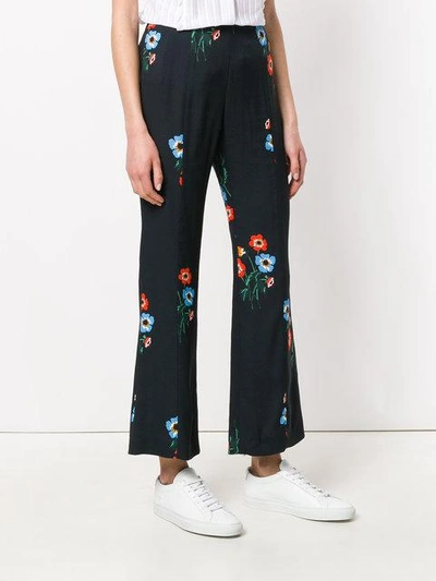Shop Sonia By Sonia Rykiel Floral Print Flared Trousers In Blue