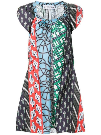 Shop Carven Patchwork Print Dress In Multicolour
