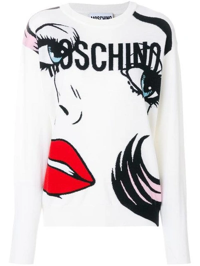 Shop Moschino Weeping Classic Sweatshirt In White