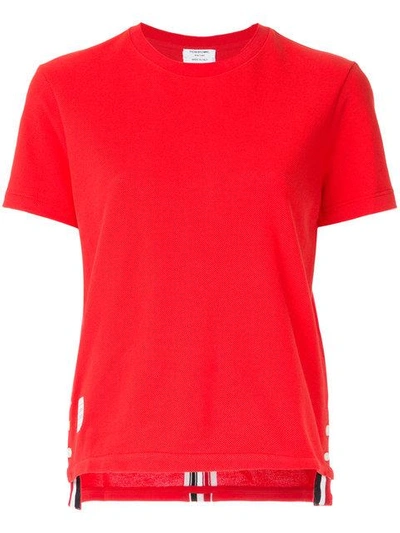 Shop Thom Browne Grosgrain Trim Piqué T-shirt - Red