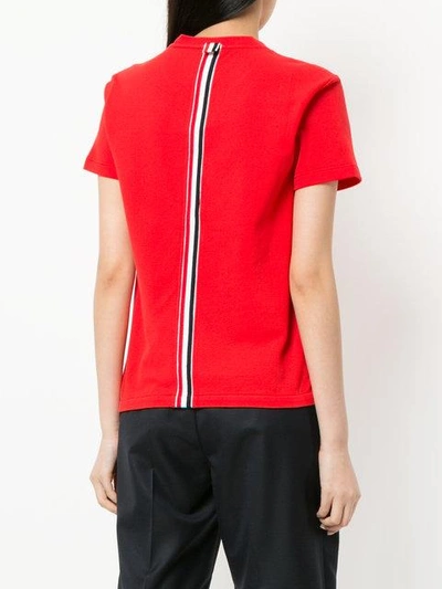 Shop Thom Browne Grosgrain Trim Piqué T-shirt - Red