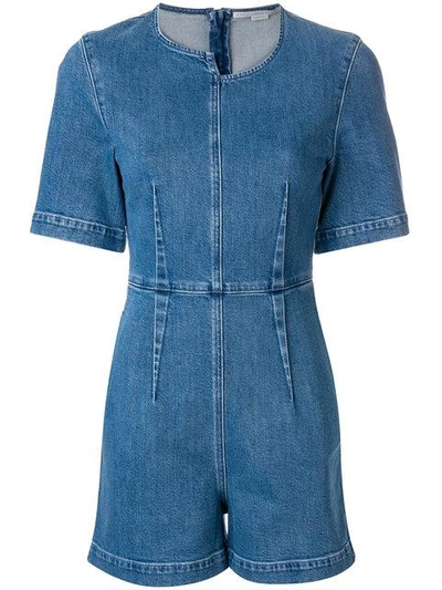 Shop Stella Mccartney Asymmetric Denim Playsuit In Blue