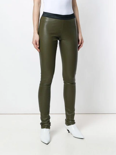 Shop Drome Skinny High Waisted Trousers - Green