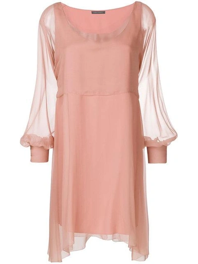 Shop Alberta Ferretti Chiffon Mini Cape Dress - Pink