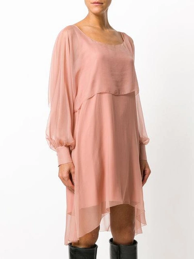 Shop Alberta Ferretti Chiffon Mini Cape Dress - Pink