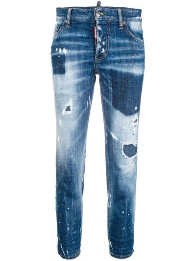 Shop Dsquared2 Boyfriend Jeans In Blue