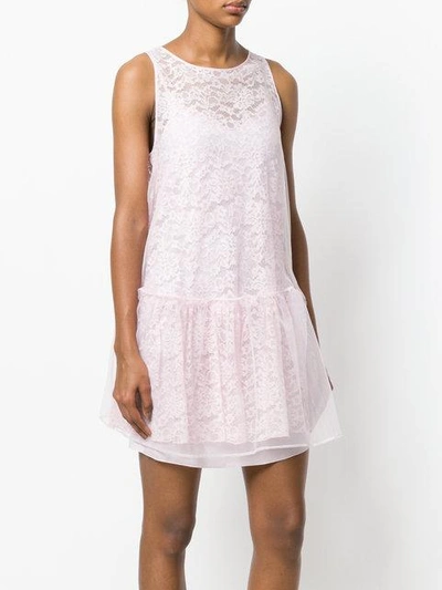 Shop Ermanno Ermanno Sleeveless Lace Drop Waist Dress - Pink